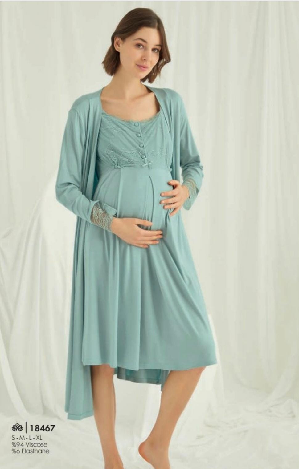 turquoise maternity 3-piece summer pyjama set - Women Pajamas - Summer PJ - MOM PJ