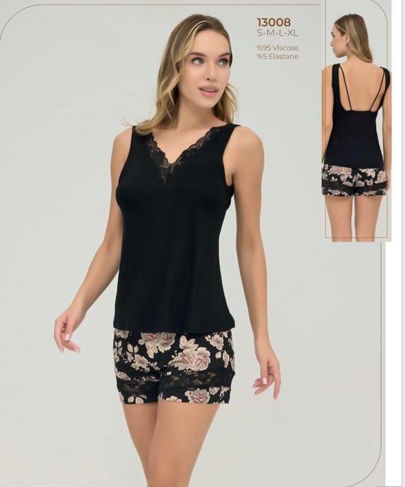 women’s 2-piece black summer pyjama set - pajama - summer pajama - women pajama 