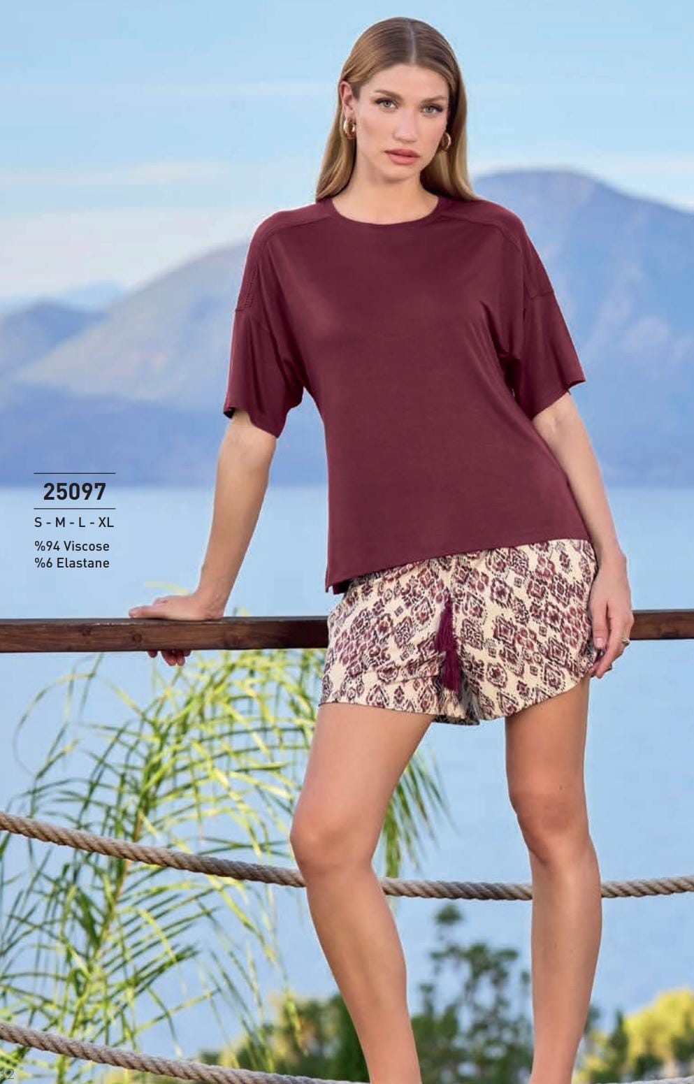 women’s 2-piece burgundy short pyjama set - summer pajama - women pajama - soft pj - breathable pj