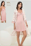women’s pink dress and robe pyjama set - pajama - women pajama - dress - robe - summer pajama 