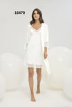 women’s white dress and robe pyjama set - pajama set - summer pajama - women pajama 